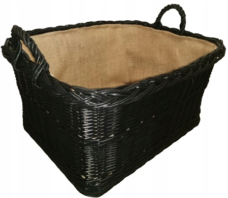 Veľký čierny prútený kôš na drevo ku krbu 61 × 49 × 30 cm