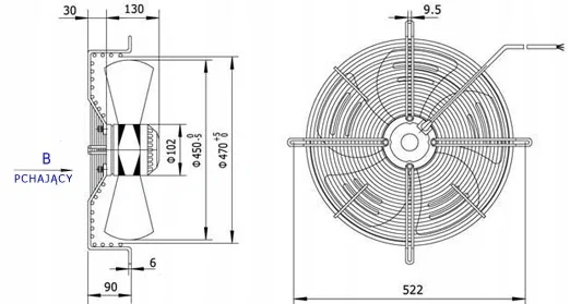 Ventilátor – Tlakový ventilátor s priemerom vrtule 450 mm