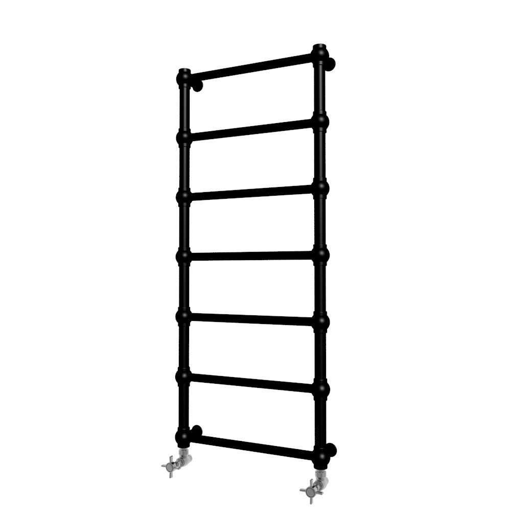 čierny chladič RETRO 117 x 50 s chrómovými ventilmi