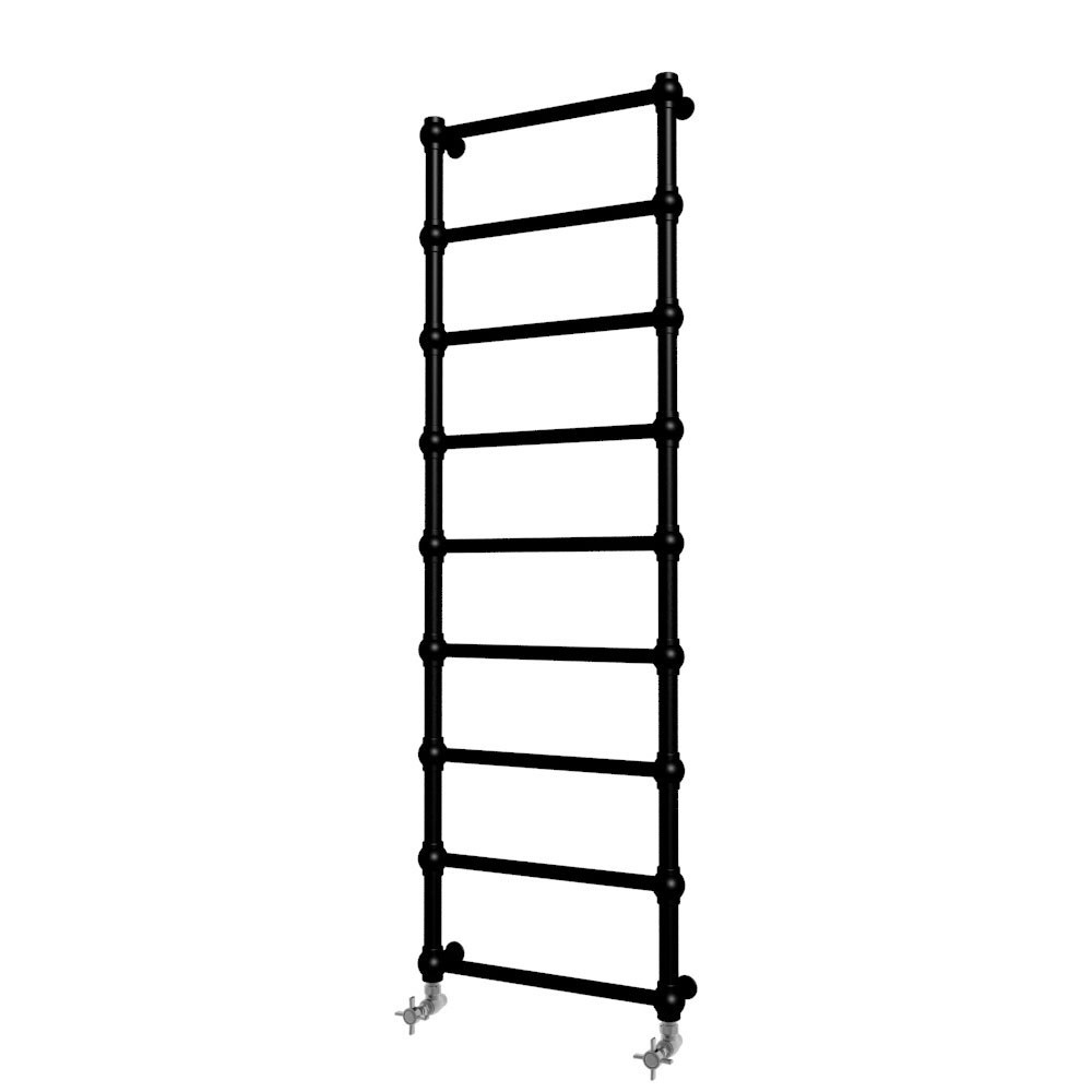čierny chladič RETRO 154 x 50 s chrómovými ventilmi
