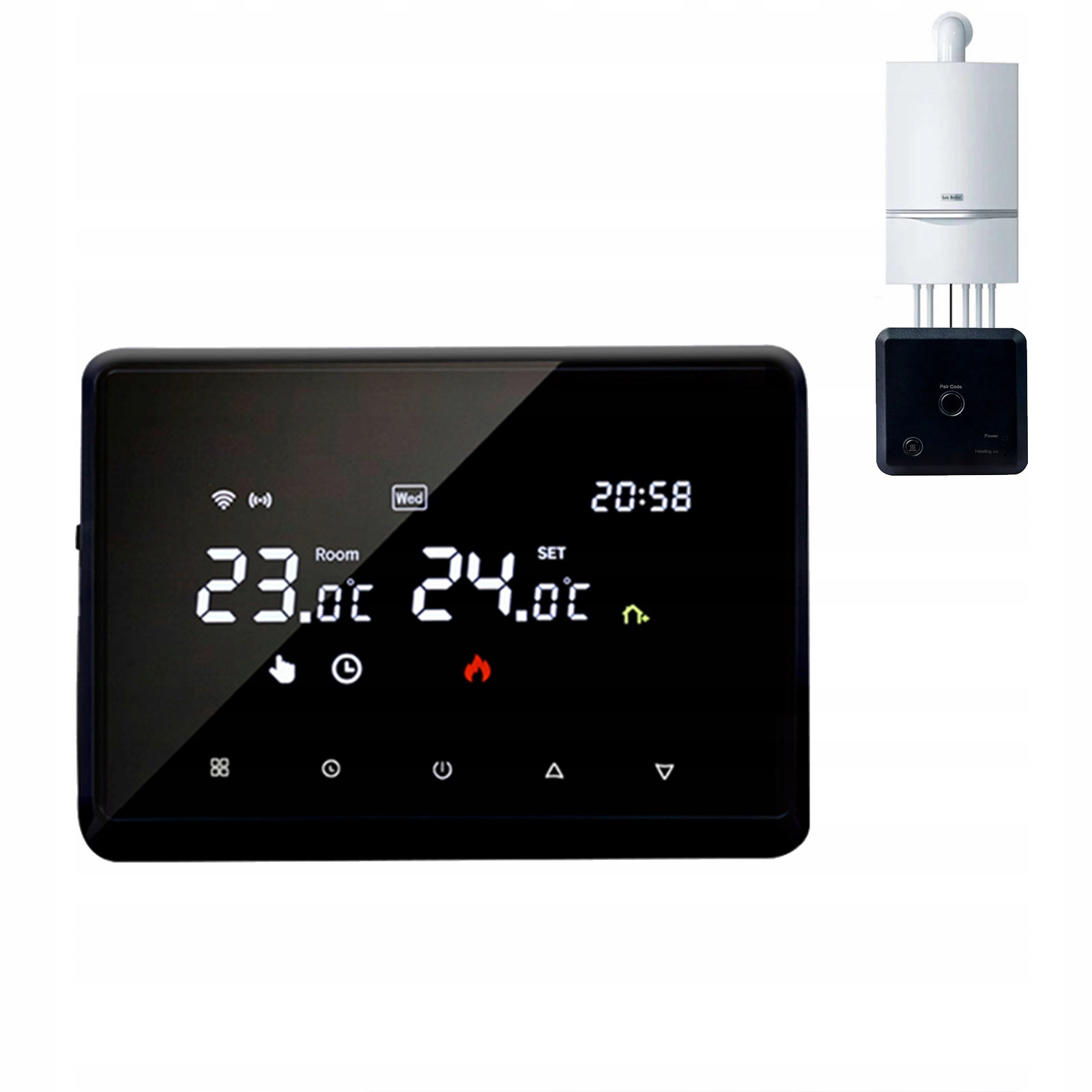 Digitálny rádiový termostat WIFI TUYA, napájaný z USB alebo batérie, čierny